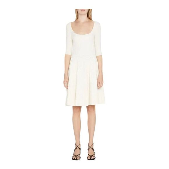 Jason wu Collection Fit & Flare Scoop Neck Cream Knit Dress Size XS - Picture 1 of 7